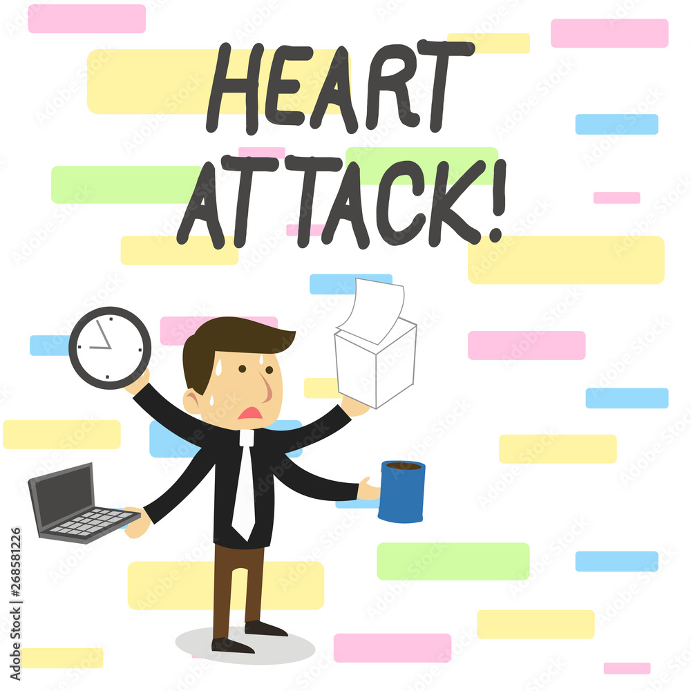 Conceptual hand writing showing Heart Attack. Concept meaning sudden occurrence of coronary thrombosis resulting in death Conceptual hand writing showing Heart Attack. Concept meaning sudden occurrence of coronary thrombosis resulting in death