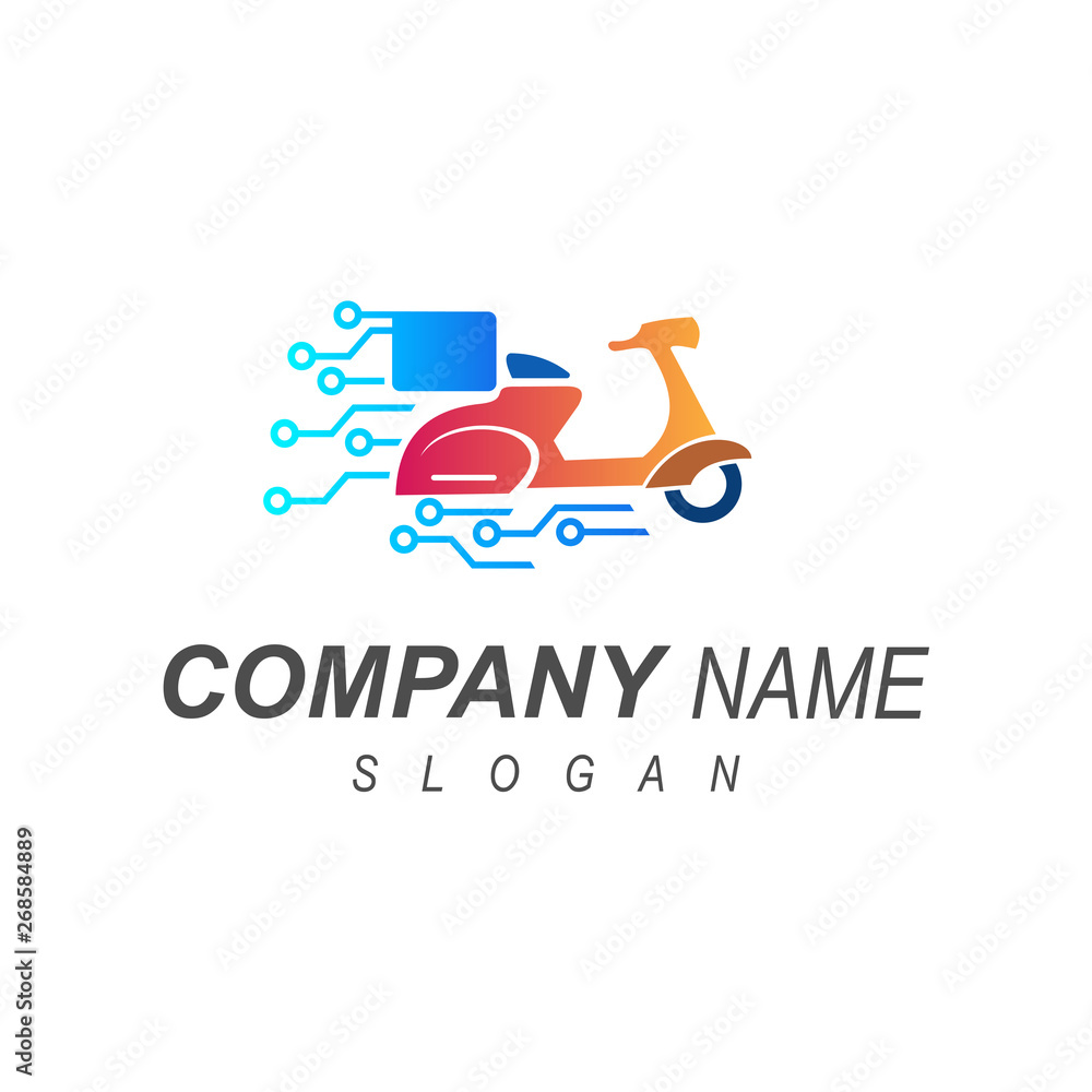 logo shipping service using a motorcycle, delivery express logo + delivery icon, + maximum speed logo + modern scooter logo shipping service using a motorcycle, delivery express logo + delivery icon, + maximum speed logo + modern scooter
