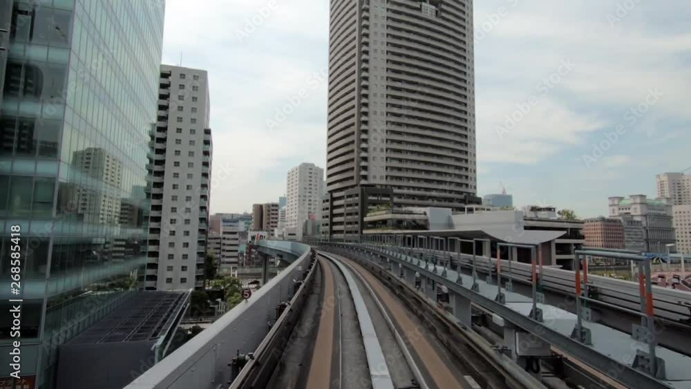 Japanese railway car window. Urban landscape of Tokyo. Japanese railway car window. Urban landscape of Tokyo.