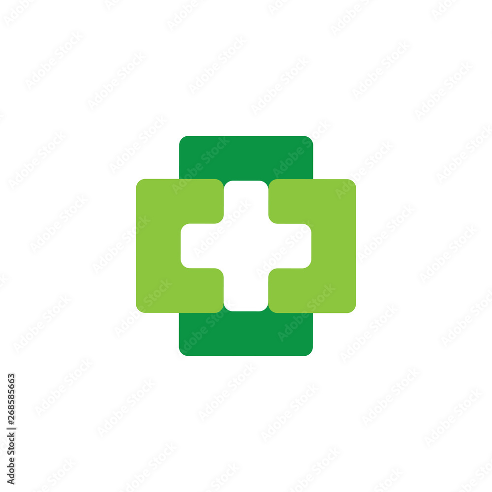 linked simple square geometric plus medical logo vector linked simple square geometric plus medical logo vector