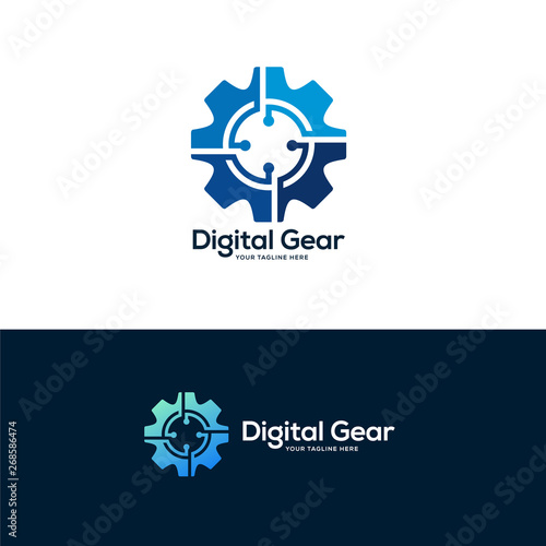 gear logo design concept, service logo design template, tech logo design
