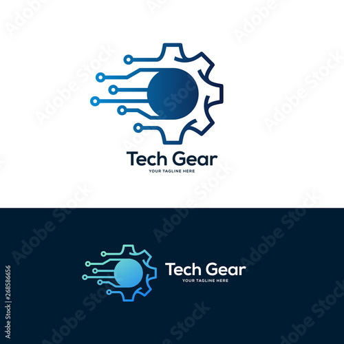gear logo design concept, service logo design template, tech logo design