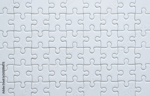 Puzzle pieces grid,Jigsaw puzzle white colour,Success mosaic solution template,Horizontal photo