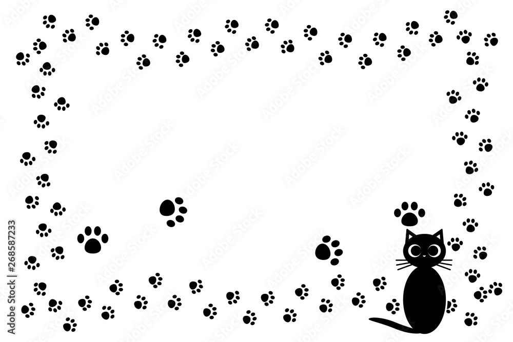 背景イラスト 猫の足跡 肉球 可愛い ペットショップ 宣伝広告 フリー素材 フレーム コピースペース Stock Vektorgrafik Adobe Stock