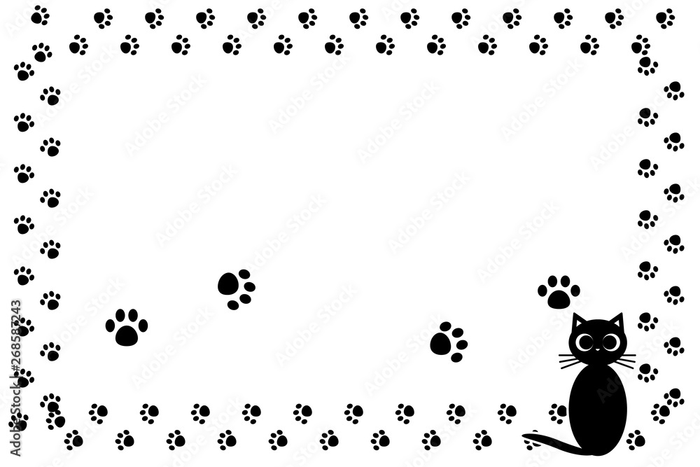 背景イラスト 猫の足跡 肉球 可愛い ペットショップ 宣伝広告 フリー素材 フレーム コピースペース Stock ベクター Adobe Stock