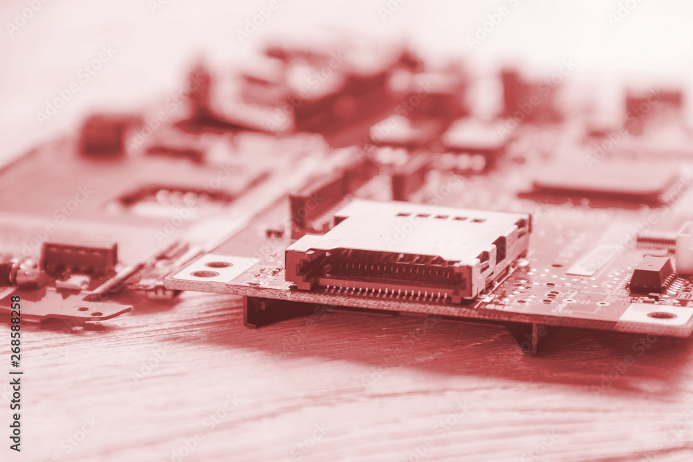 Printed Circuit Board with many electrical components Printed Circuit Board with many electrical components