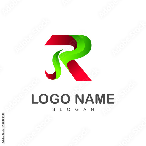 logo letter r + r icon with a simple look  + logo r with a colorful and modern , company initials , greening icon