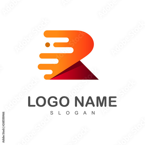 logo letter r + r icon with a simple look  + Delivery service logos quickly and precisely , delivery express