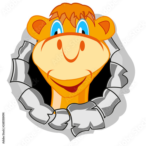 Cartoon of the mug animal in hole in wall