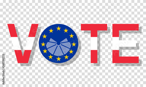 vote with austria flag, european elections 2019 vector concept