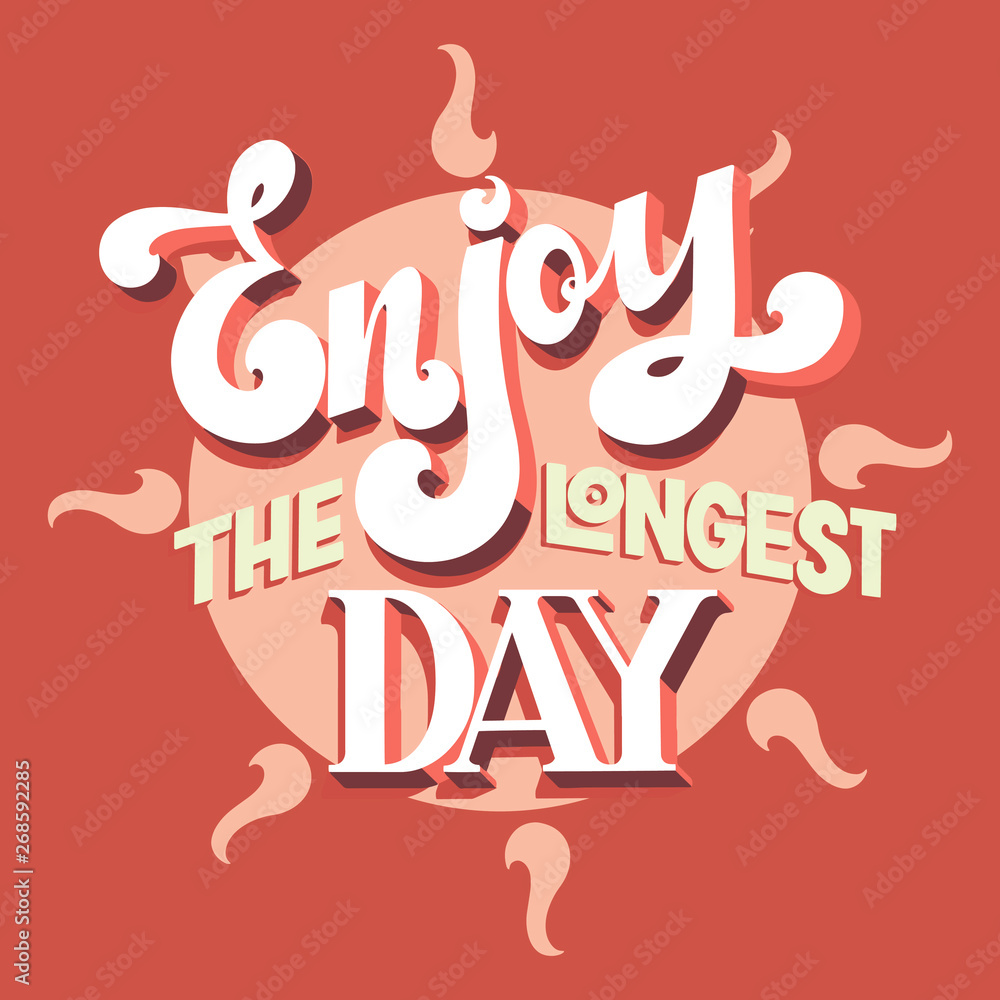 Obraz premium Summer solstice vector illustration. Enjoy the longest day.. Elements for invitations, posters, greeting cards.