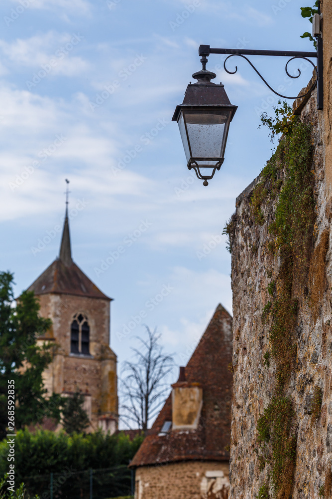 Street lanterns in the historic Avallon town, France