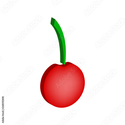 Cherry icon.Isometric and 3D view.	