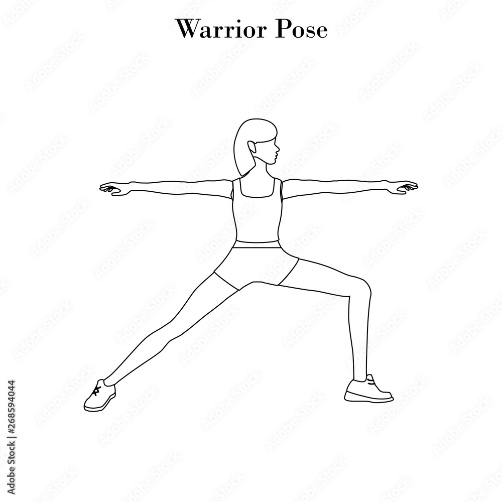Yoga warrior pose outline Yoga warrior pose outline