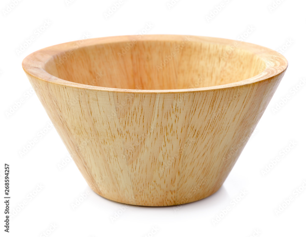 Empty wooden bowl isolated on white background Empty wooden bowl isolated on white background