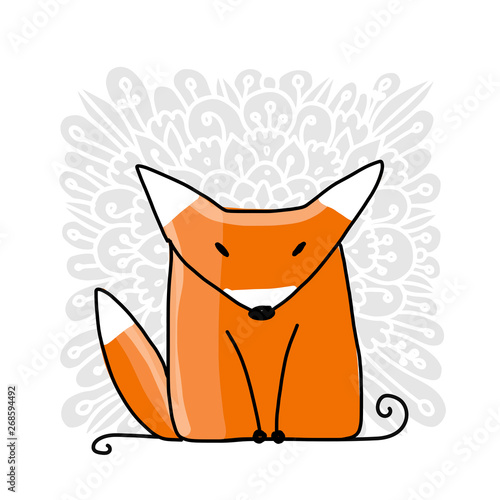 Cute red fox, sketch for your design