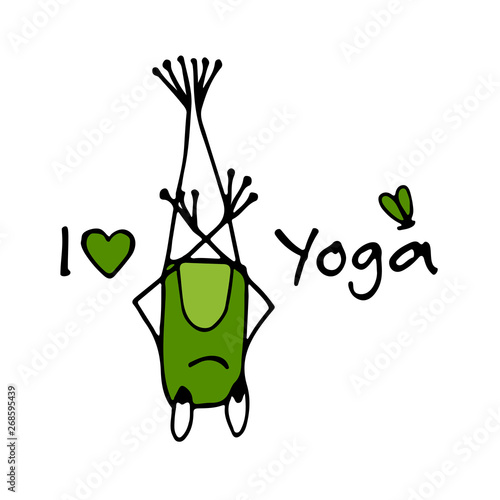 Funny yoga frog, sketch for your design