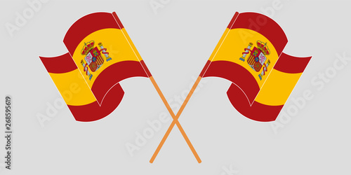 Crossed and waving flags of Spain