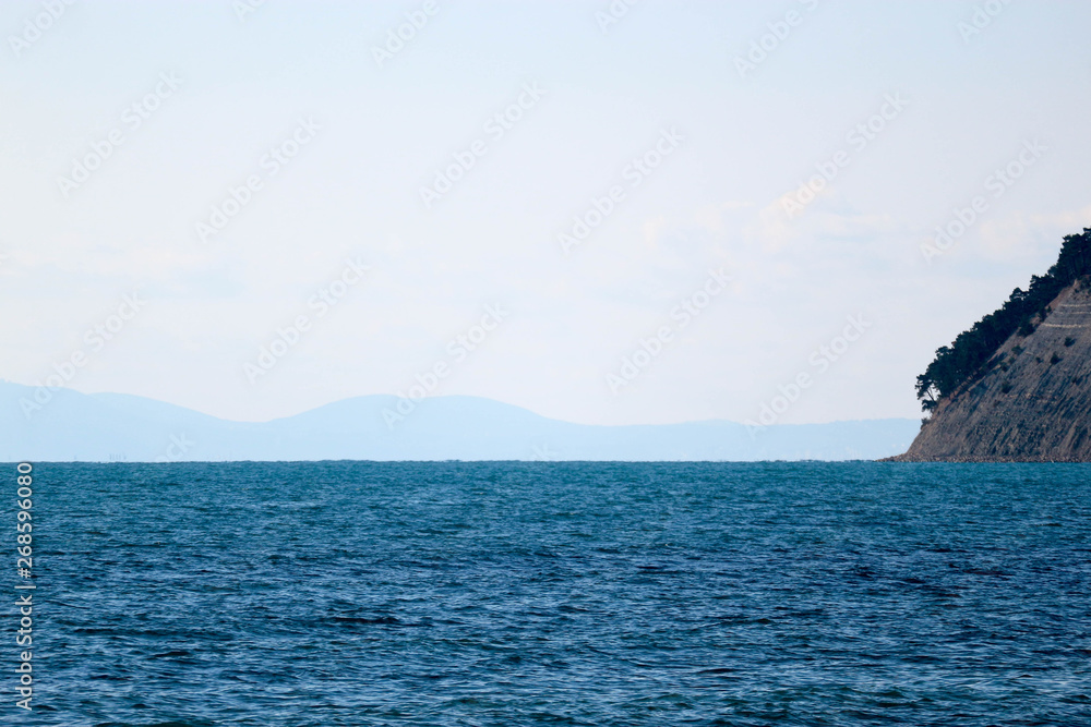 Black sea coast with sandstone cliff near Gelendzhik, Russia