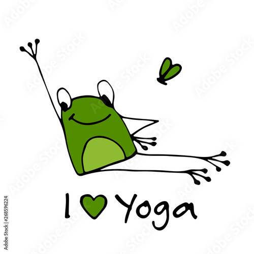 Funny yoga frog, sketch for your design