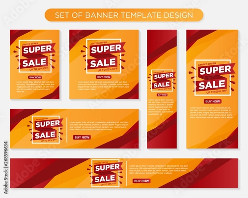 set of promotion banner template design  with modern style concept, use for background, backdrop, poster, flyer, brochure, voucher element vector design eps 10