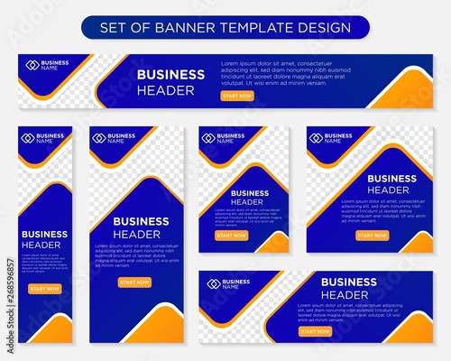 set of promotion kit banner template design with modern and simple concept user for web page, ads, annual report, banner, background, backdrop, flyer, brochure, card, poster, presentation lauyout 