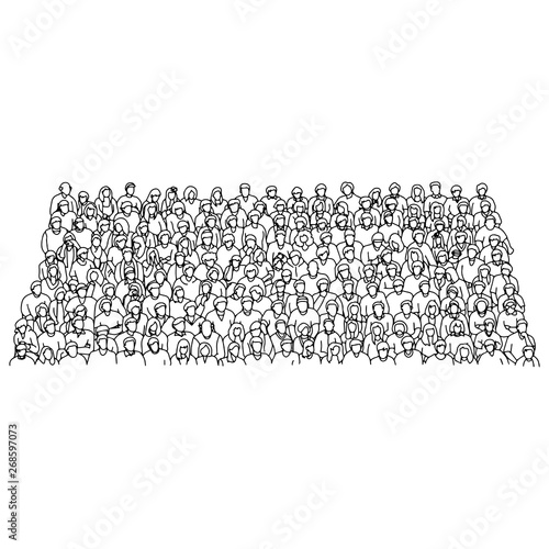 group of people crowded on stadium vector illustration sketch doodle hand drawn with black lines isolated on white background photo