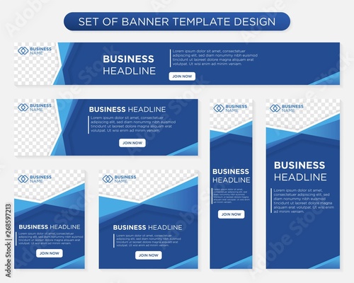 set of promotion kit banner template design with modern and minimalist concept user for web page, ads, annual report, banner, background, backdrop, flyer, brochure, card, poster, presentation lauyout  photo
