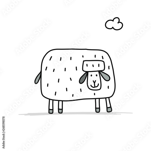 Funny sheep, sketch for your design