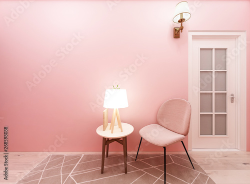 Pink tones living room table and chairs