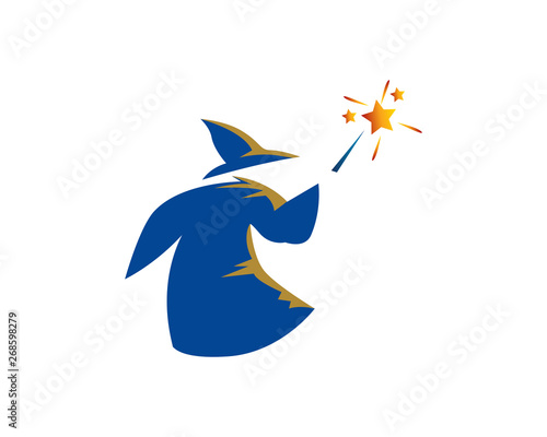 Modern Education Wizard Logo Illustration In Isolated White Background