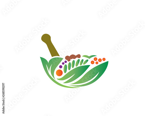 Modern Traditional Herbs Alternative Medicine Logo Illustration In Isolated White Background
