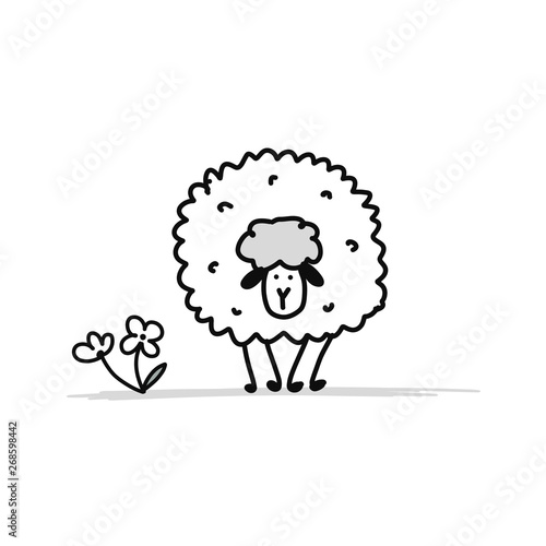 Funny sheep, sketch for your design