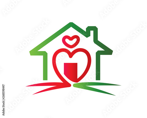 Modern Love Charity Care House Logo In Isolated White Background