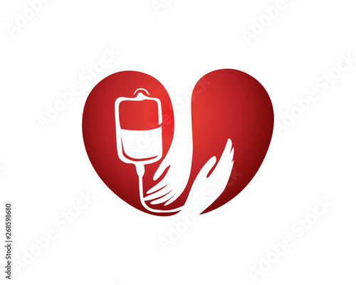Modern Love Sign Support Blood Donor Charity Logo In Isolated White Background