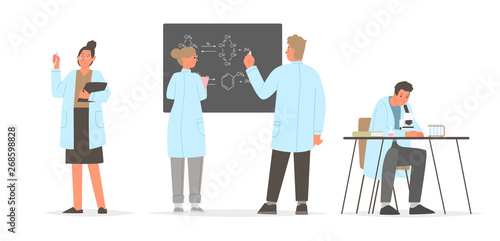 The science. A set of characters scientists involved in the study. Chemists and biologists © tynyuk