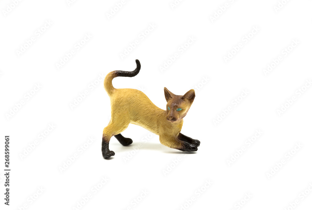 Toy plastic cat isolated on white background Toy plastic cat isolated on white background