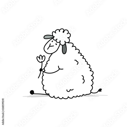 Funny sheep, sketch for your design