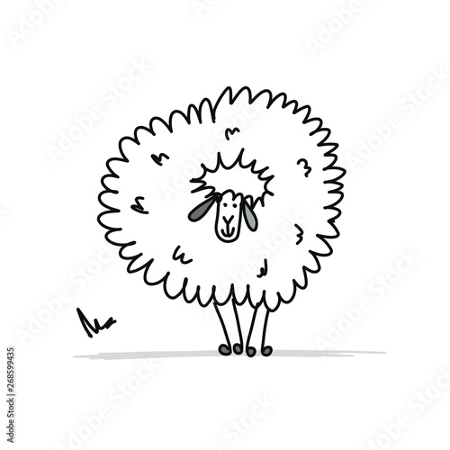 Funny sheep, sketch for your design