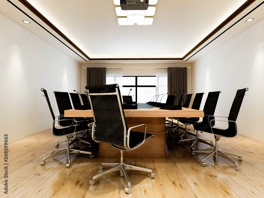 Fototapeta premium Modern company meeting room 3D design rendering