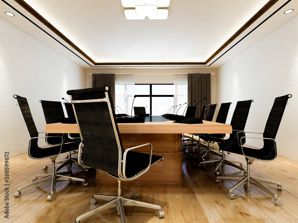 Fototapeta premium Modern company meeting room 3D design rendering
