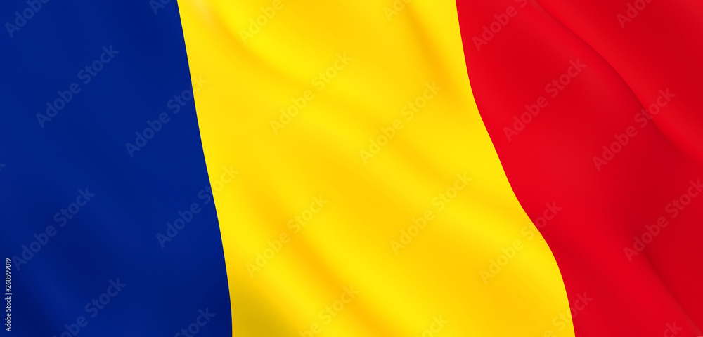 National Fabric Wave Closeup Flag of Romania Waving in the Wind. 3d rendering illustration. National Fabric Wave Closeup Flag of Romania Waving in the Wind. 3d rendering illustration.