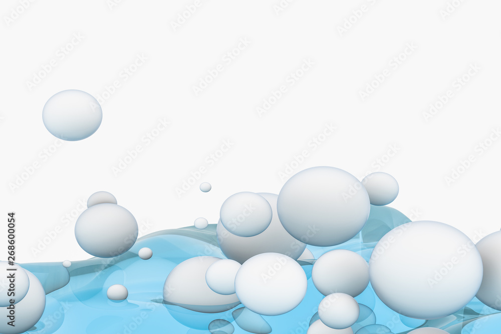 Light blue water wave cube, with creative spheres bubble, 3d rendering. Light blue water wave cube, with creative spheres bubble, 3d rendering.