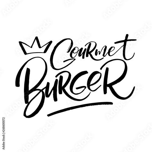 Vector handwritten illustration of the best burgers. Hand lettering burger logo design concept. Burgers vector lettering logo. Emblem for fast food restaurant, cafe.