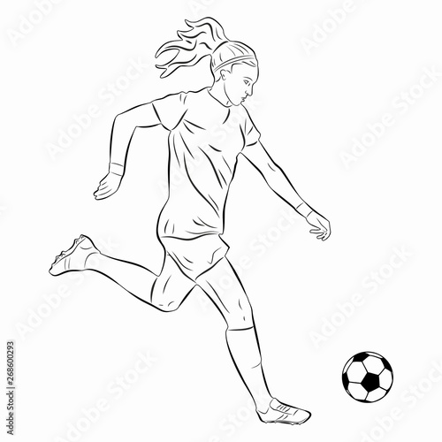illustration of woman soccer player, vector draw