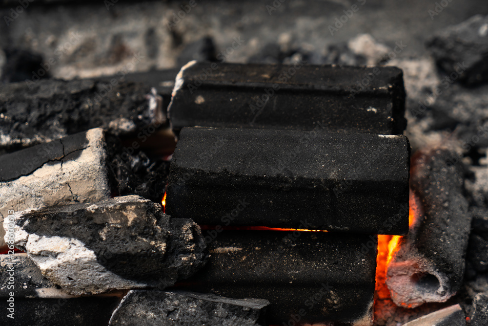 The burning charcoal in the charcoal grill stove The burning charcoal in the charcoal grill stove