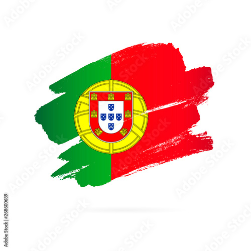 Portuguese flag. Brush strokes drawn by hand.