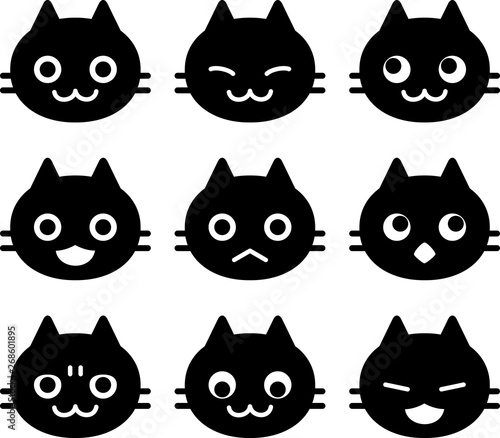 猫の顔のアイコンセット