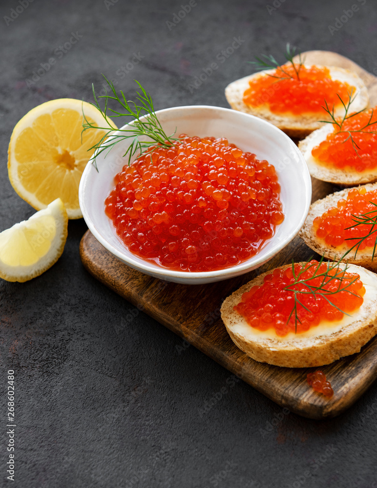 Sandwiches with red caviar Sandwiches with red caviar