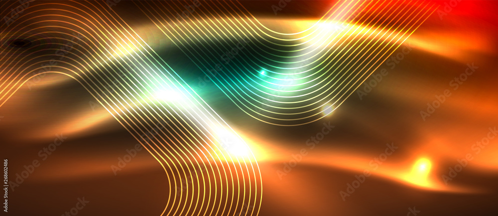 Dark background with neon glowing elements, shiny motion concept Dark background with neon glowing elements, shiny motion concept